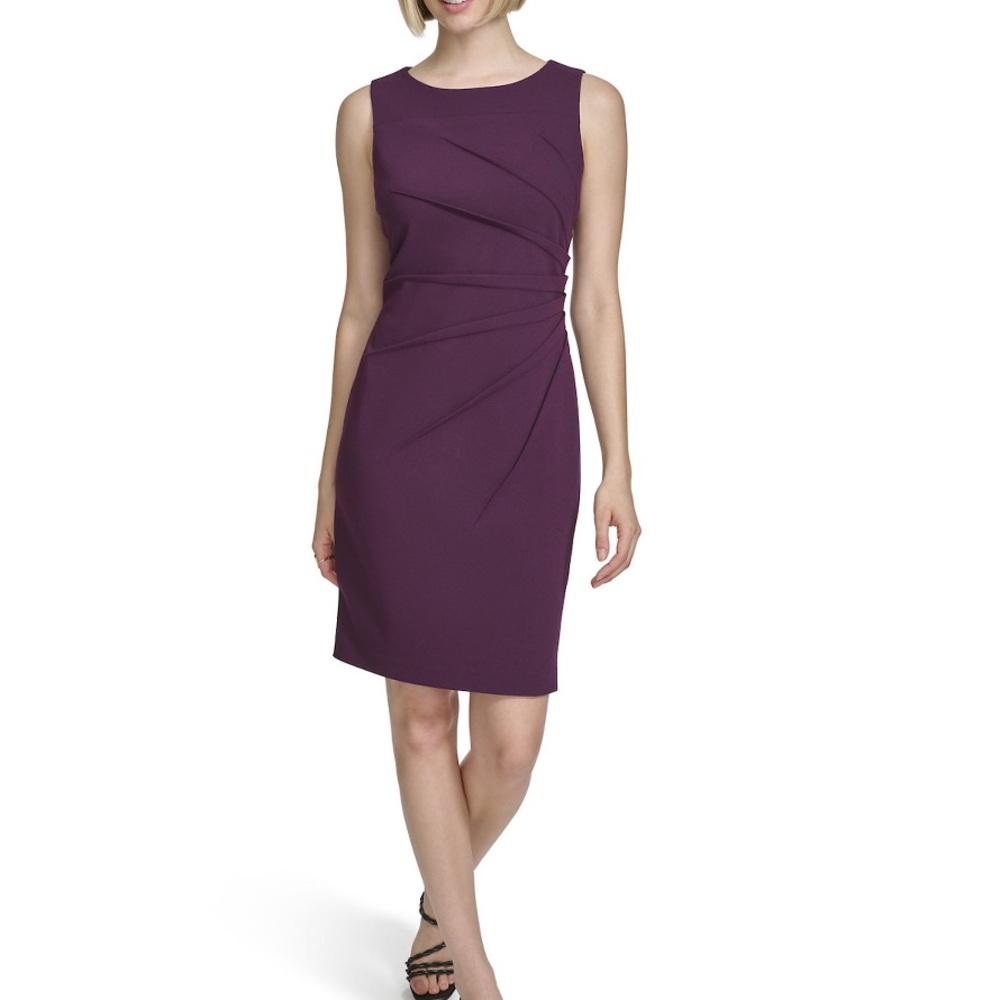 Sleeveless ruched sheath dress